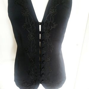 Marabou black embroidered sleeveless vest